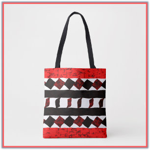 Tribal Geometric Orange and Black Pattern Tote Bag Tasche