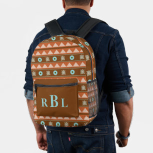 Tribal Geometric Turtles Native American Monogram Bedruckter Rucksack