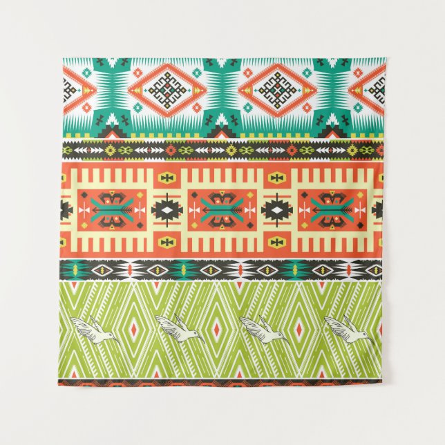 Tribal Geometric: Zitate Textmuster. Wandteppich (Vorderseite)