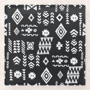 Tribal geometrisch: Stilvoller nahtloser Hintergru Glasuntersetzer