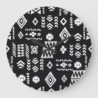 Tribal geometrisch: Stilvoller nahtloser Hintergru Große Wanduhr