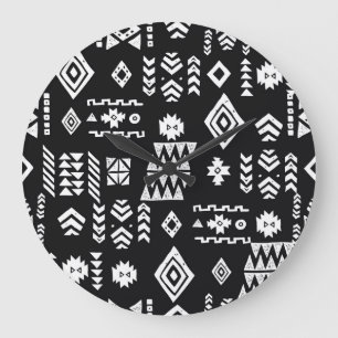 Tribal geometrisch: stilvoller nahtloser Hintergru Große Wanduhr