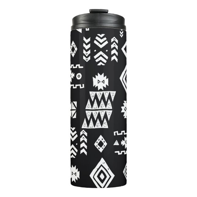 Tribal geometrisch: Stilvoller nahtloser Hintergru Thermosbecher (Vorderseite)