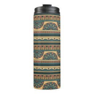 Tribal Geometrischer Ethnischer Vintage-Hintergrun Thermosbecher