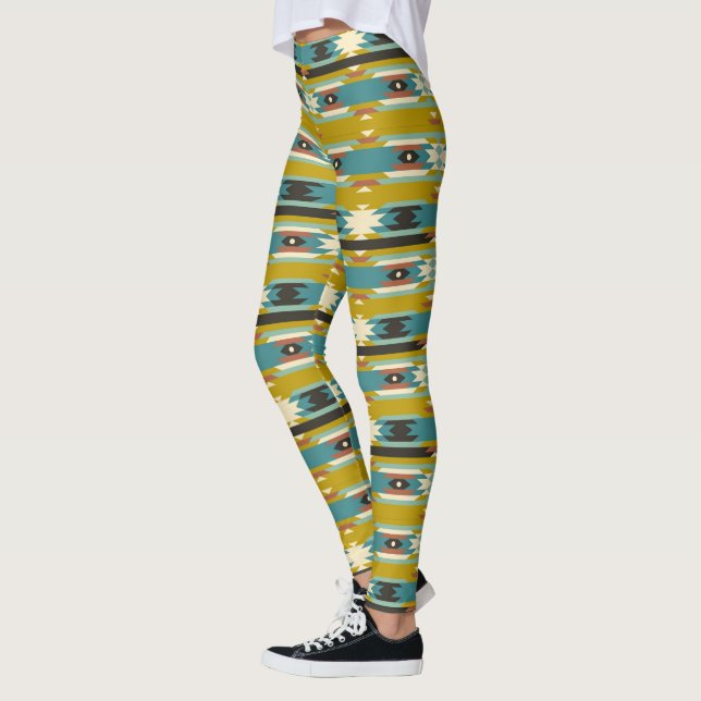 Tribal geometrisches Muster für gemischte Farben Leggings (Links)