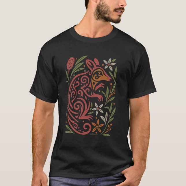 Tribal Gilbert’s Potoroo with Native Flora T-Shirt (Vorderseite)