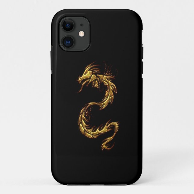 Tribal Gold Dragon Fantasy Art iPhone Case (Rückseite)