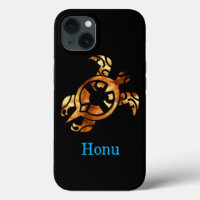 Tribal Gold Hawaiian Sea Turtle auf schwarz