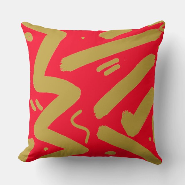 Tribal Gold und Rot Kissen (Vorderseite)