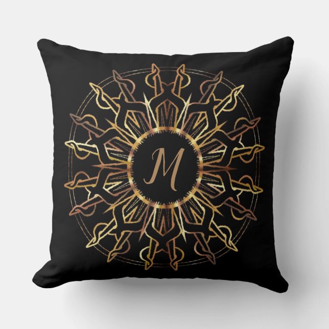 Tribal Golden Sun Throw Kissen (Vorderseite)