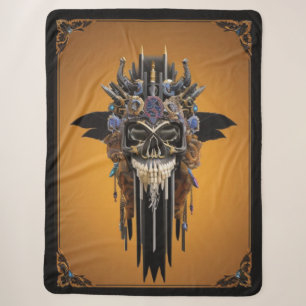 Tribal Gothic Skull Sherpa Blanket Sherpadecke
