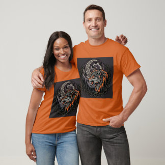 Tribal-Gotischer Wolfskopf-Nachtwald-Illustration T-Shirt