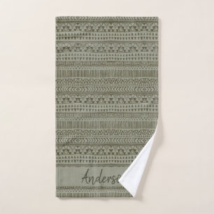 TRIBAL GRAY COPPER BOHEMISCH PATTER PERSONALISIERT BADHANDTUCH SET