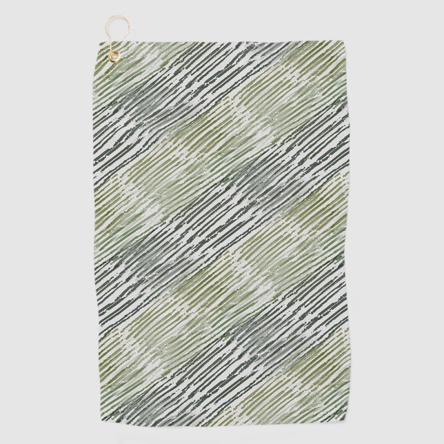 Tribal Green Stripes Abstract Pattern  Golfhandtuch (Vorderseite)