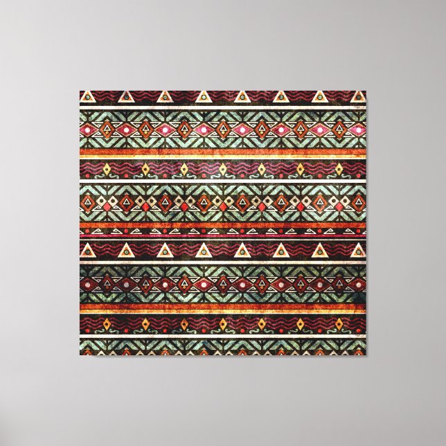 Tribal Grunge: Ethno Retro Muster Leinwanddruck (Vorderseite)