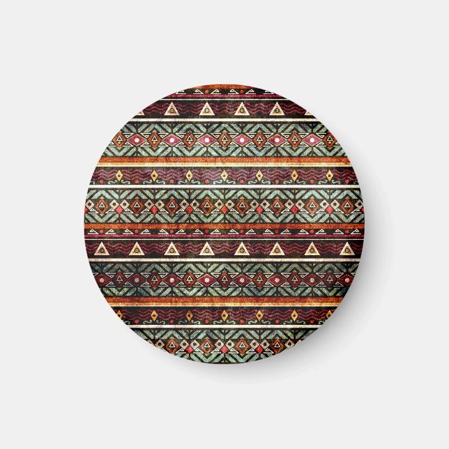 Tribal Grunge: Ethno Retro Muster Magnet (Vorne)