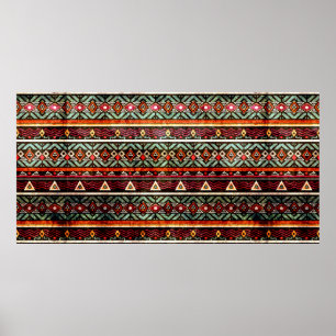 Tribal Grunge Ethno Volksmuster im Retro-Stil Poster