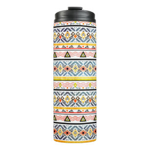 Tribal Grunge Ethno Volksmuster im Retro-Stil Thermosbecher