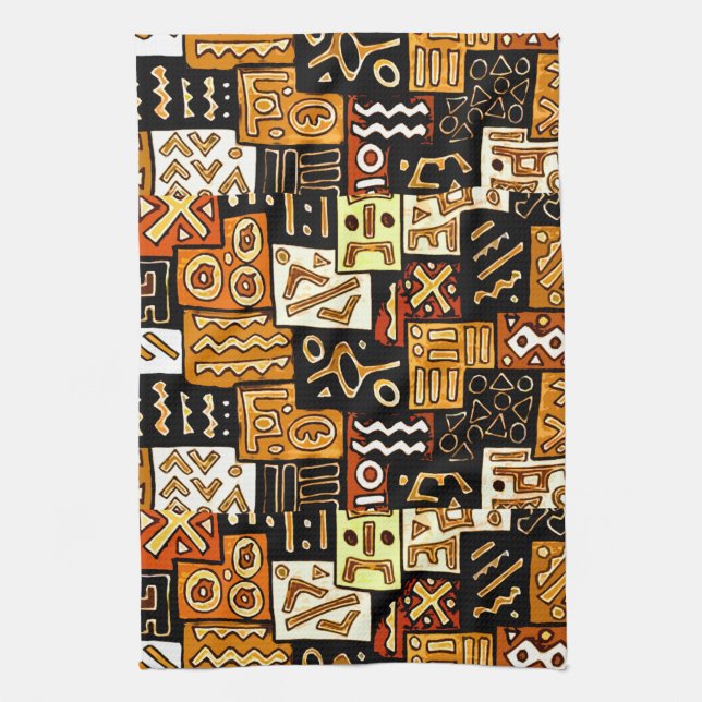 Tribal Harmony: Afrikanisches geometrisches Motiv Geschirrtuch (Vertikal)