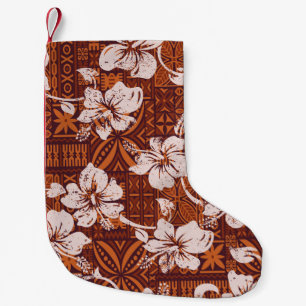 Tribal Hawaiian: Hibiskus Blume Wallpaper Kleiner Weihnachtsstrumpf