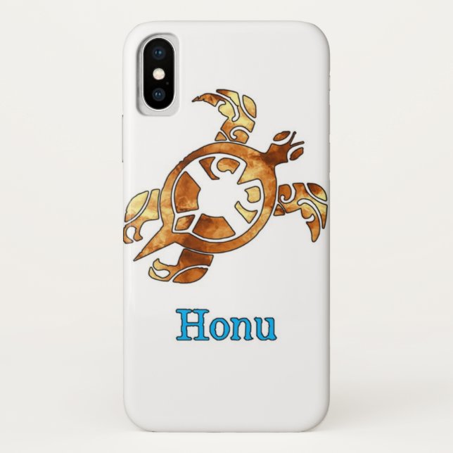Tribal Hawaiian Sea Turtle in Gold Case-Mate iPhone Hülle (Rückseite)