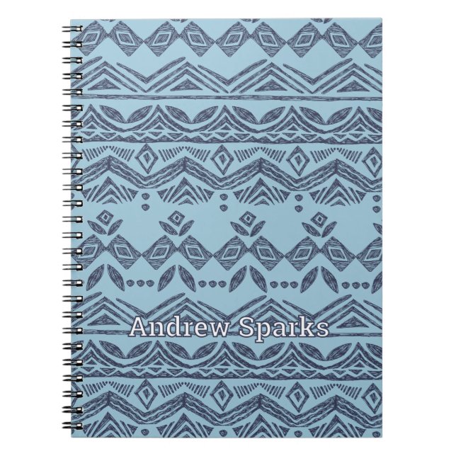 Tribal Hawaiian Stripes Woodcut Surf Motif auf bla Notizblock (Vorderseite)