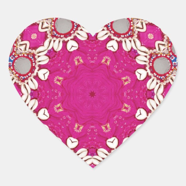 Tribal Hippie Sinti und Roma bohemian fuchsia Mage Herz-Aufkleber (Vorderseite)