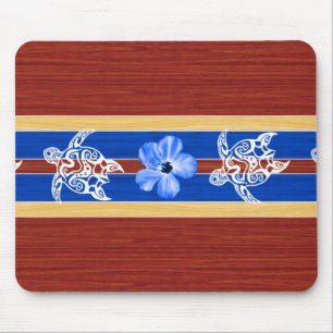 Tribal Honu Fake Holz Surfboard Mousepad