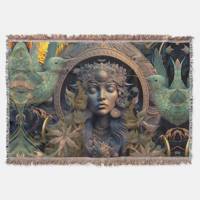 Tribal Hummingbird Goddess Decke (Vorderseite)
