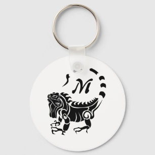 Tribal Iguana Monogram Schlüsselanhänger