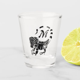 Tribal Iguana Monogram Schnapsglas