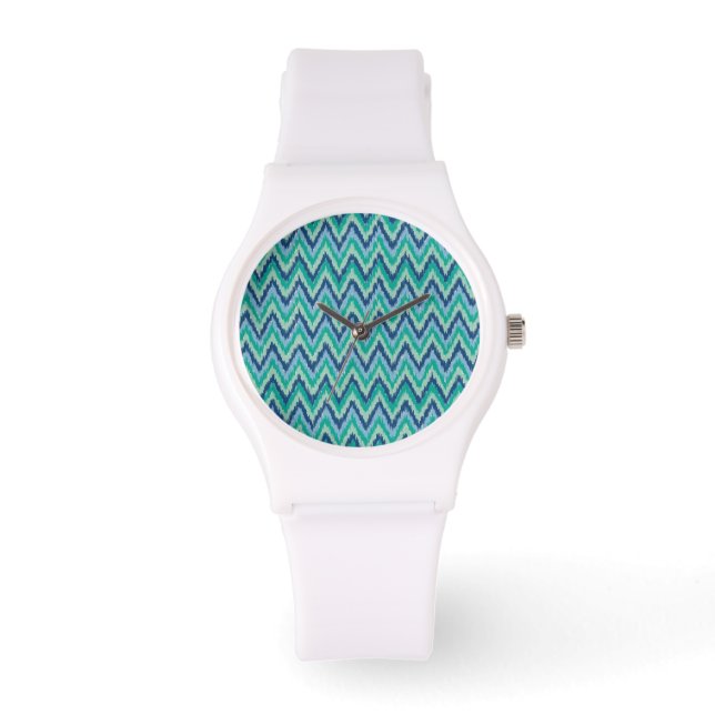 Tribal iKat ZigZag Zickzack Muster Armbanduhr (Vorderseite)