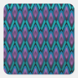 Tribal Ikat Zigzags and Diamonds Pattern Quadratischer Aufkleber