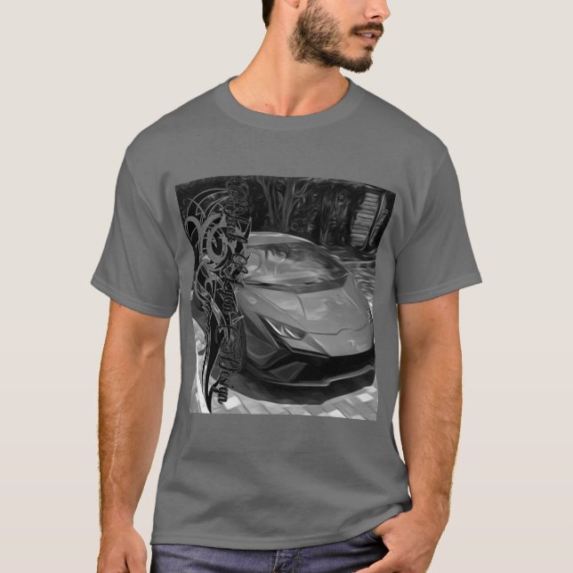 Tribal im Violetstil, schwarz auf weiß 2 T-Shirt (Vorderseite)