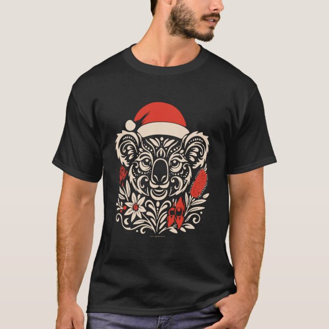 Tribal Koala Christmas – Tattoo-Inspired T-Shirt (Vorderseite)