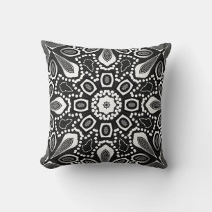 Tribal Lily Schwarz-weiß Geometric Mandala Cushion Kissen