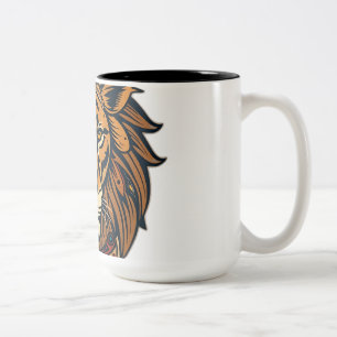 Tribal Lion mit erdigen Tones Zweifarbige Tasse