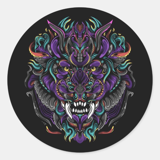 Tribal Lion Runder Aufkleber (Vorderseite)