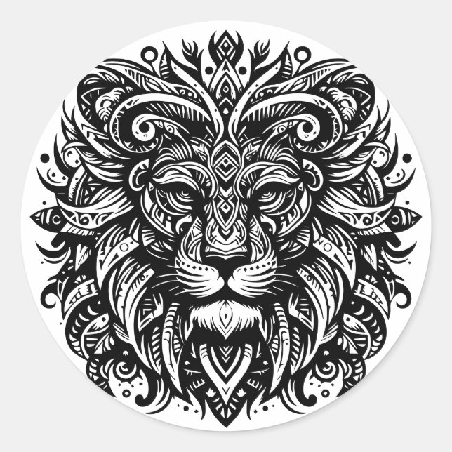 Tribal Lion Runder Aufkleber (Vorderseite)