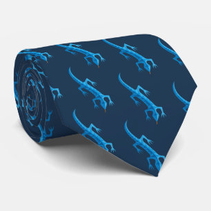 Tribal Lizard Blaues Muster Krawatte