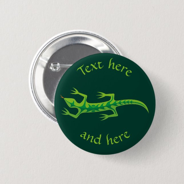 Tribal Lizard Green Button (Vorne & Hinten)