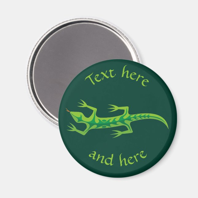 Tribal Lizard Green Magnet (Vorderseite/Rückseite)