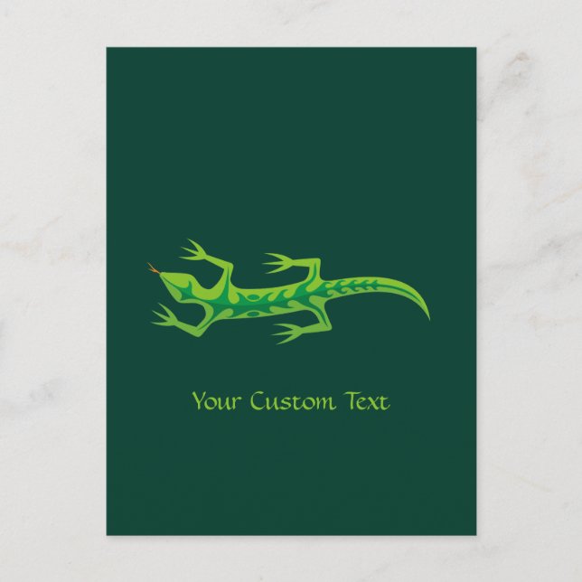 Tribal Lizard Green Postkarte (Vorderseite)
