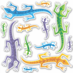 Tribal Lizard Icons Set Sticker