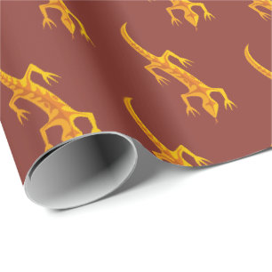 Tribal Lizard Orange Muster Geschenkpapier