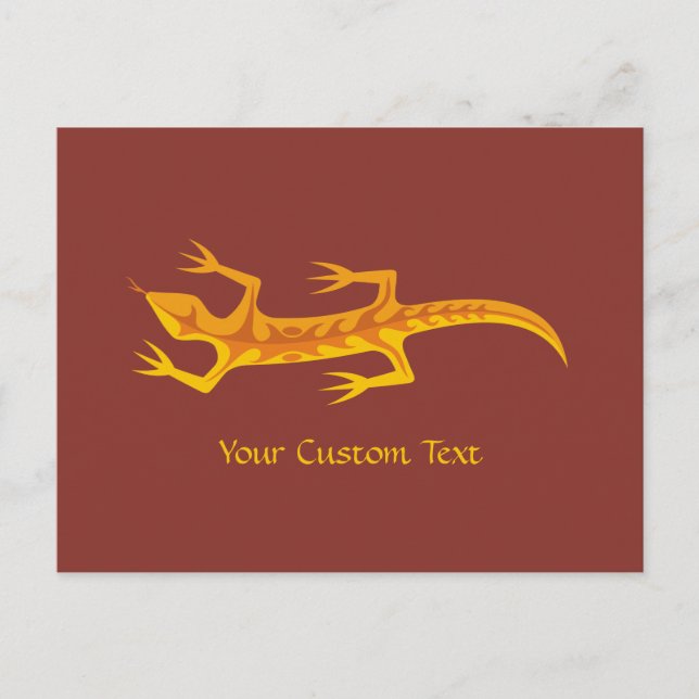 Tribal Lizard Orange Postkarte (Vorderseite)