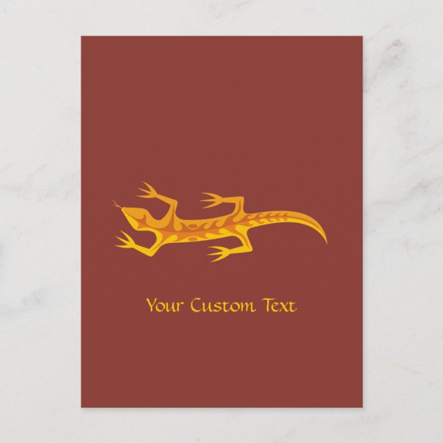 Tribal Lizard Orange Postkarte (Vorderseite)