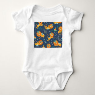Tribal-Löwen Cartoon Nahtloses Muster Baby Strampler