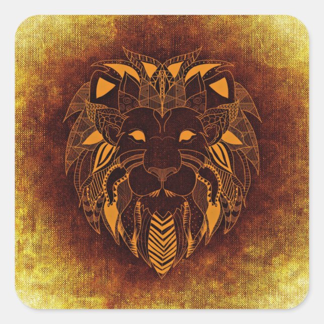 Tribal-Löwenkleber Quadratischer Aufkleber (Vorderseite)