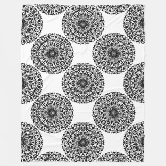 Tribal Mandala Black Fleecedecke (Vorderseite)
